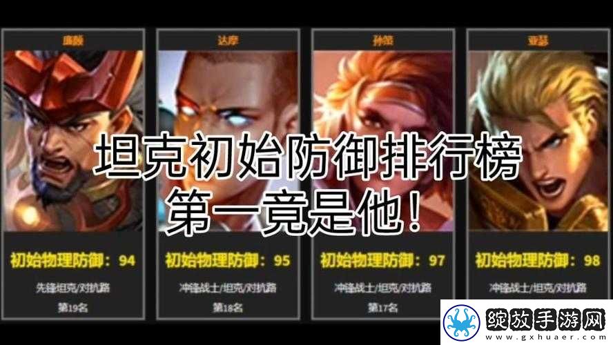 王者荣耀坦克英雄排行榜