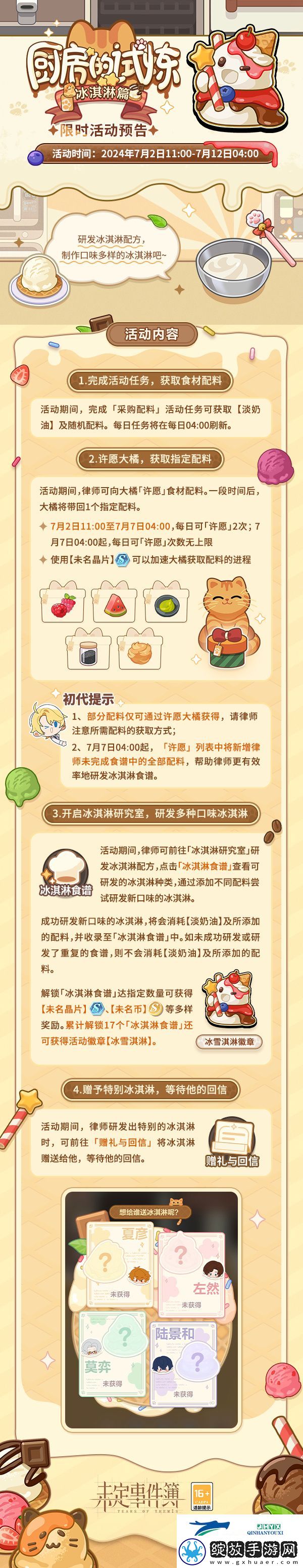未定事件簿厨房的试炼冰淇淋活动怎么玩