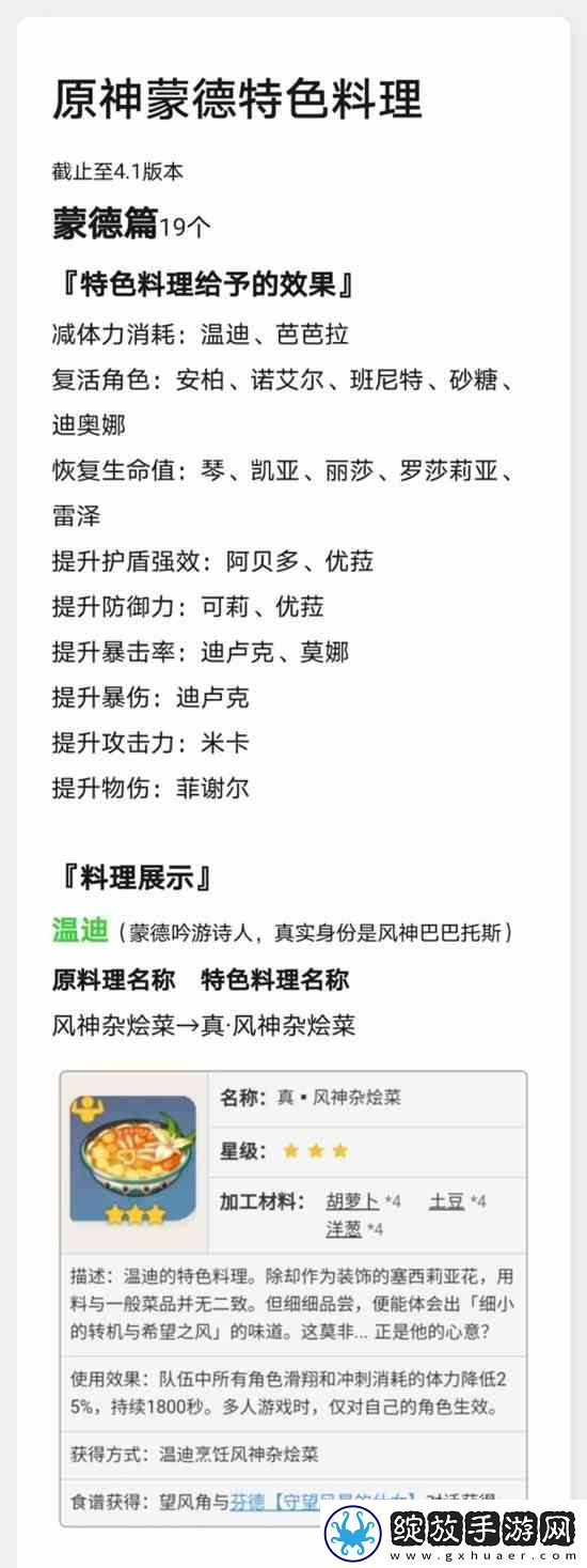 原神蒙德特色料理效果及制作流程