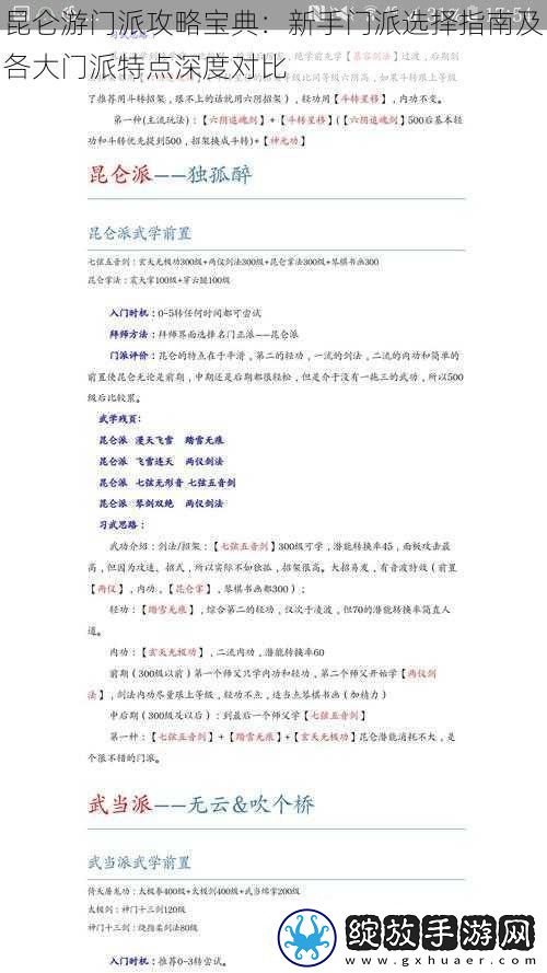 昆仑游门派攻略宝典