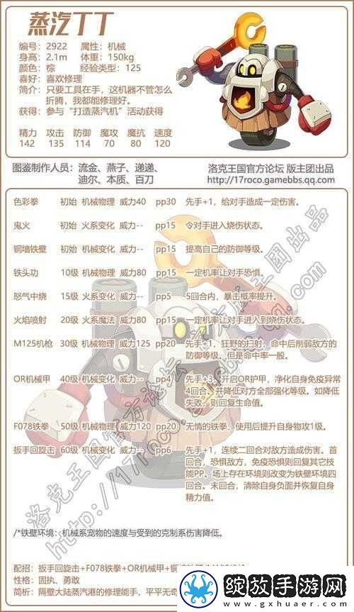 洛克王国蒸汽叮叮技能表详解