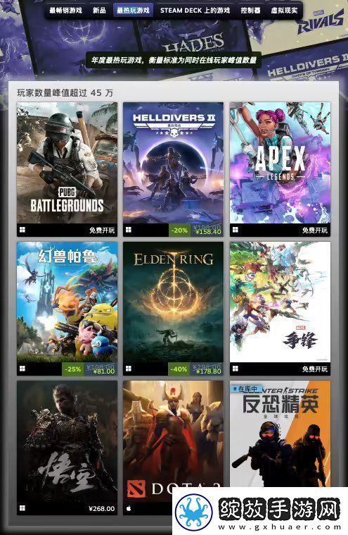 Steam年度最畅销游戏公布