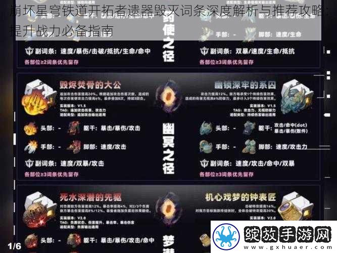 崩坏星穹铁道开拓者遗器毁灭词条深度解析与推荐攻略