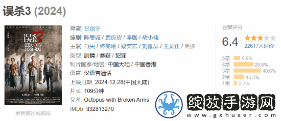 肖央误杀3豆瓣仅6.4分