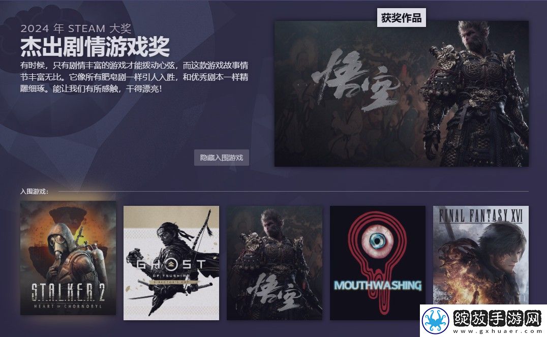2024年Steam大奖获奖名单
