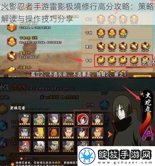 火影忍者手游雷影极境修行高分攻略