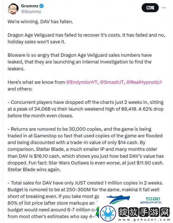 博主BioWare称龙腾世纪