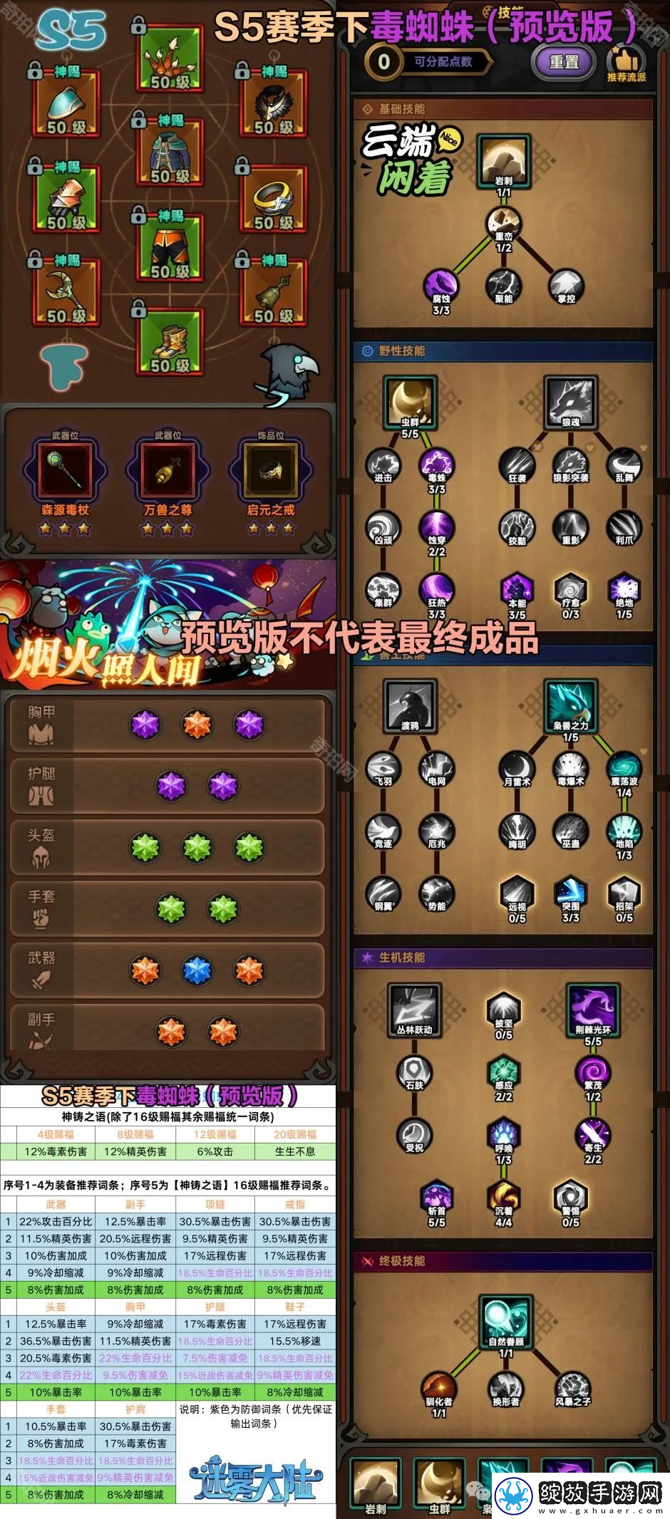 迷雾大陆S5德鲁伊毒蜘蛛怎么玩