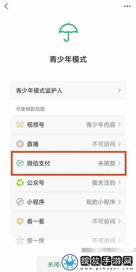 微信青少年模式如何设置限制付款
