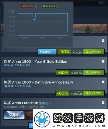 育碧在steam开启特卖纪元1800降至全新史低